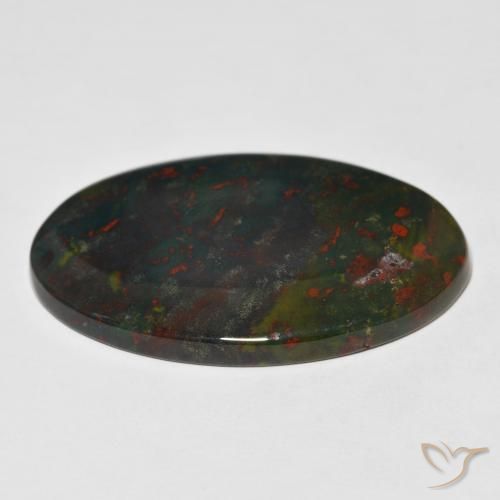 Pierre de sang Vert et rouge naturelle ovale, 34.27 ct, Opaque