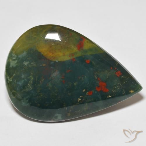 Pierre de sang Vert et rouge naturelle En forme de poire, 25.40 ct, Opaque