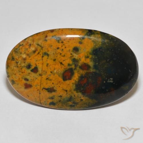 28.21ct Naturel Multicolore Pierre de sang, ovale, Opaque