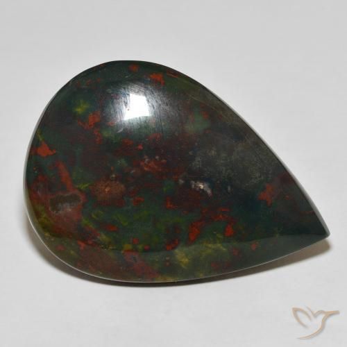 Pierre de sang Vert et rouge naturelle En forme de poire, 33.07 ct, Opaque
