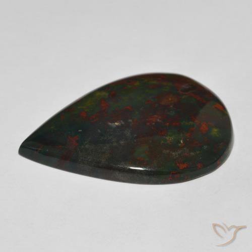 Pierre de sang Vert et rouge naturelle En forme de poire, 33.07 ct, Opaque