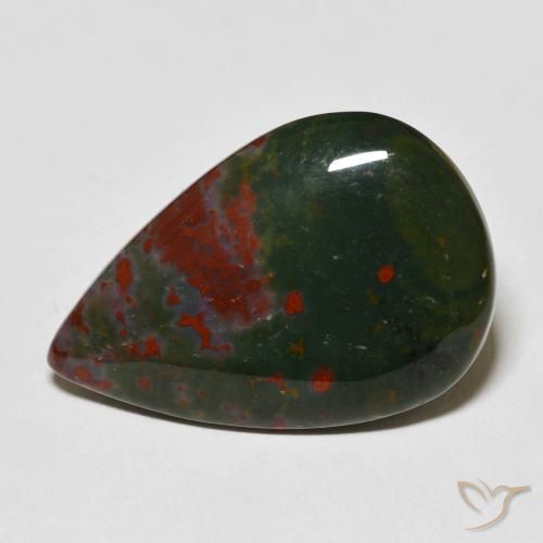 22.06ct Naturel Vert et rouge Pierre de sang, En forme de poire, Opaque