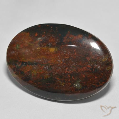 Pierre de sang Multicolore naturelle ovale, 44.08 ct, Opaque