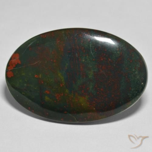 32.64ct Naturel Vert et rouge Pierre de sang, ovale, Opaque