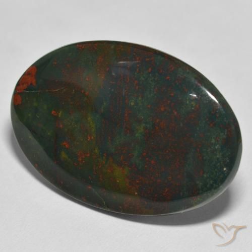 Pierre de sang Vert et rouge naturelle ovale, 32.64 ct, Opaque