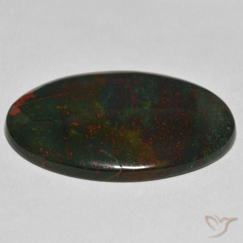 Pierre de sang Vert et rouge naturelle ovale, 32.64 ct, Opaque