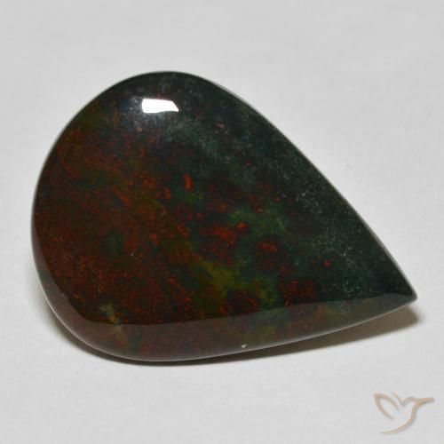 23.05ct Naturel Vert et rouge Pierre de sang, En forme de poire, Opaque