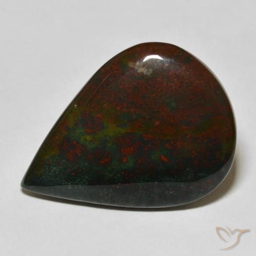 Pierre de sang Vert et rouge naturelle En forme de poire, 23.05 ct, Opaque