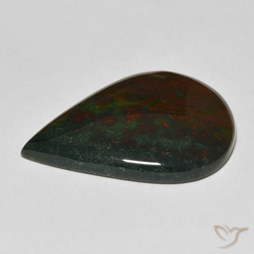 Pierre de sang Vert et rouge naturelle En forme de poire, 23.05 ct, Opaque