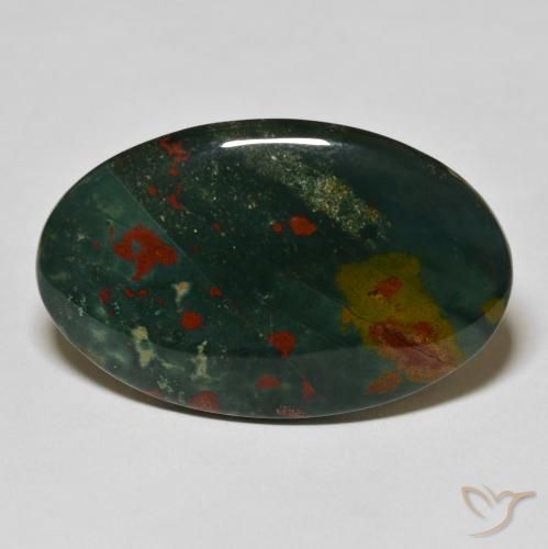 38.07ct Naturel Vert foncé Pierre de sang, ovale, Opaque