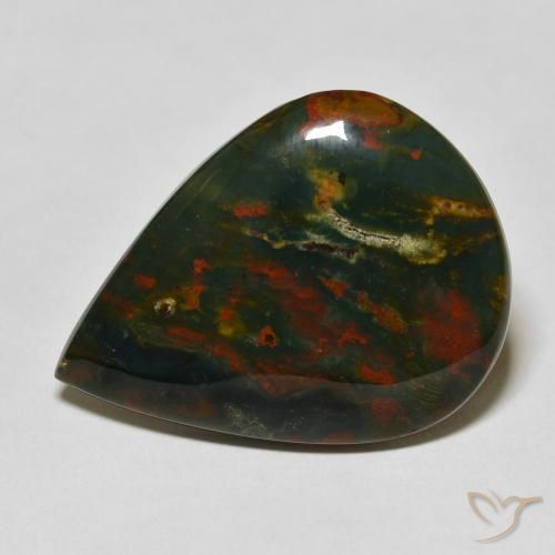 Pierre de sang Vert et rouge naturelle En forme de poire, 26.03 ct, Opaque