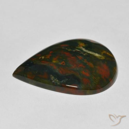 Pierre de sang Vert et rouge naturelle En forme de poire, 26.03 ct, Opaque