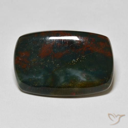 18.75ct Naturel Vert foncé Pierre de sang, Coussin, Opaque
