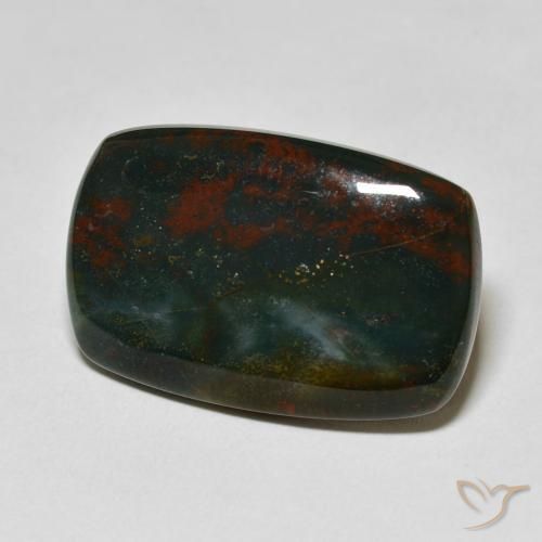 Pierre de sang Vert foncé naturelle Coussin, 18.75 ct, Opaque