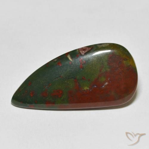 17.16ct Naturel Vert et rouge Pierre de sang, En forme de poire, Opaque