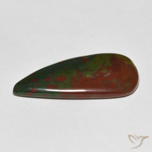 Pierre de sang Vert et rouge naturelle En forme de poire, 17.16 ct, Opaque