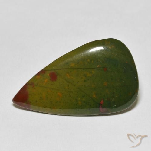 20.29ct Naturel Vert et rouge Pierre de sang, En forme de poire, Opaque