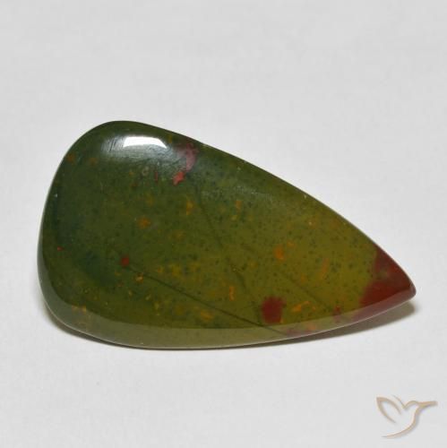 Pierre de sang Vert et rouge naturelle En forme de poire, 20.29 ct, Opaque