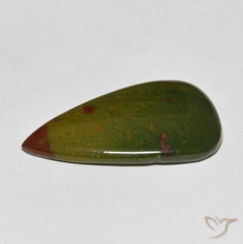 Pierre de sang Vert et rouge naturelle En forme de poire, 20.29 ct, Opaque