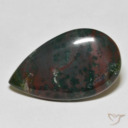 Pierre de sang Vert et rouge naturelle En forme de poire, 31.64 ct, Opaque