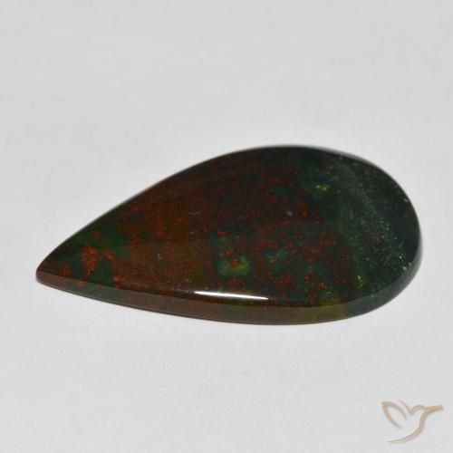 Pierre de sang Vert et rouge naturelle En forme de poire, 27.57 ct, Opaque