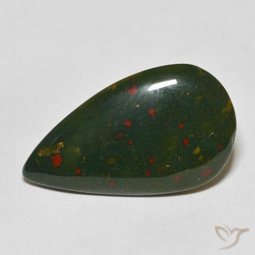 15.48ct Naturel Vert et rouge Pierre de sang, En forme de poire, Opaque