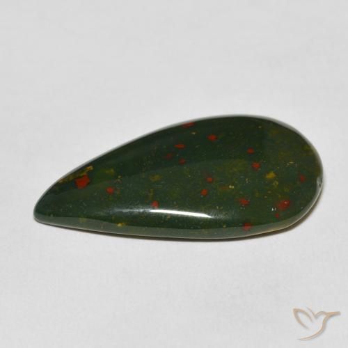 Pierre de sang Vert et rouge naturelle En forme de poire, 15.48 ct, Opaque