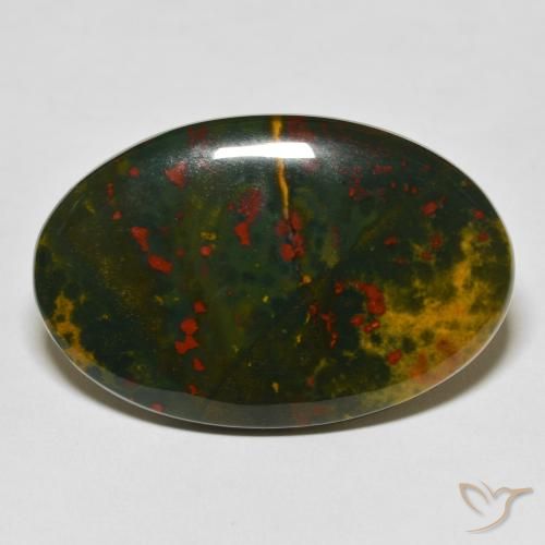 38.49ct Naturel Vert et rouge Pierre de sang, ovale, Opaque