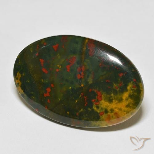 Pierre de sang Vert et rouge naturelle Coupe ovale, 38.49 ct, Opaque