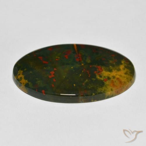 Pierre de sang Vert et rouge naturelle Coupe ovale, 38.49 ct, Opaque