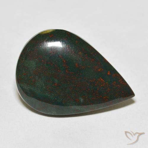 25.50ct Naturel Vert et rouge Pierre de sang, En forme de poire, Opaque