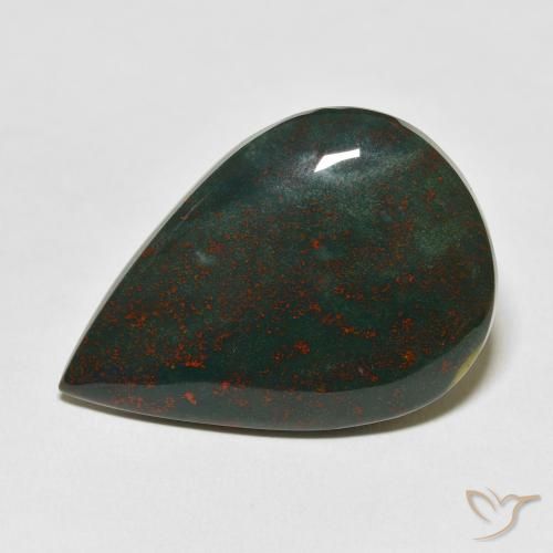 Pierre de sang Vert et rouge naturelle En forme de poire, 25.50 ct, Opaque