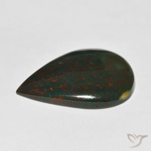Pierre de sang Vert et rouge naturelle En forme de poire, 25.50 ct, Opaque