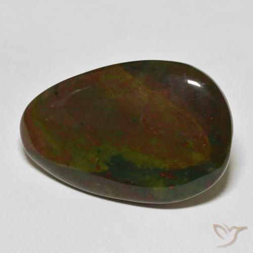 34.76ct Naturel Vert et rouge Pierre de sang, Fantaisie, Opaque