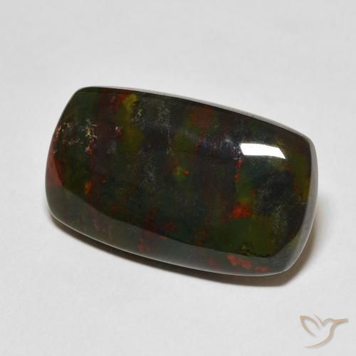 Pierre de sang Vert et rouge naturelle Coupe coussin, 15.98 ct, Opaque