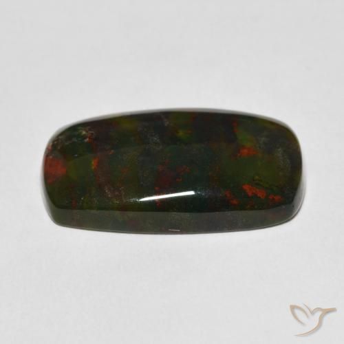 Pierre de sang Vert et rouge naturelle Coupe coussin, 15.98 ct, Opaque