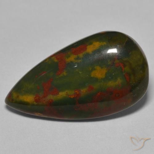 15.94ct Naturel Vert et rouge Pierre de sang, En forme de poire, Opaque