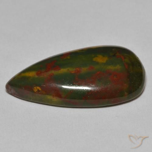 Pierre de sang Vert et rouge naturelle En forme de poire, 15.94 ct, Opaque