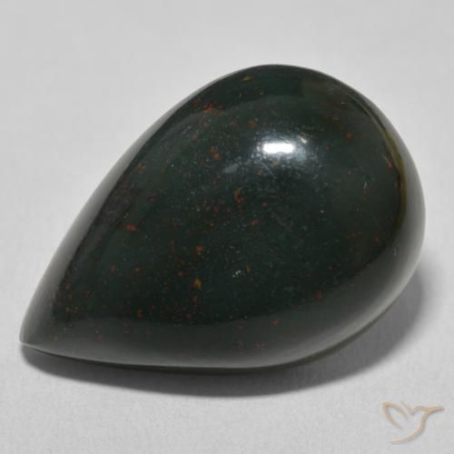 25.62ct Naturel Vert et rouge Pierre de sang, En forme de poire, Opaque