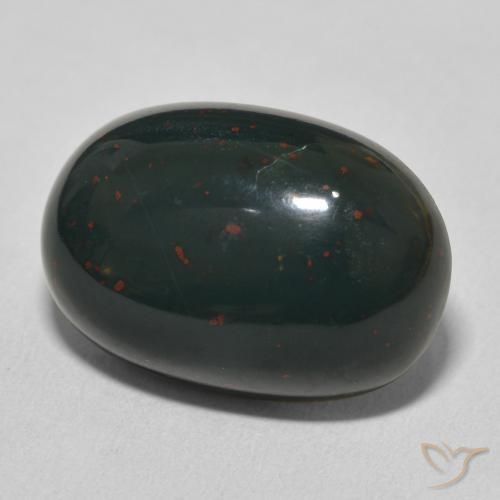 Pierre de sang Vert foncé moyen naturelle ovale, 17.05 ct, Opaque