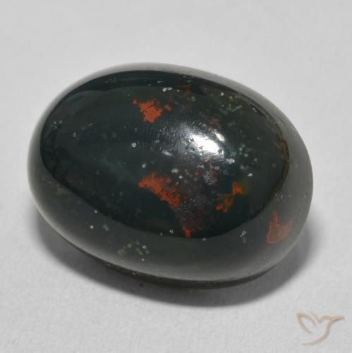 Pierre de sang Vert multicolore naturelle ovale, 12.48 ct, Opaque