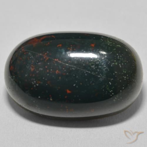 39.29ct Naturel Forêt verte Pierre de sang, ovale, Opaque