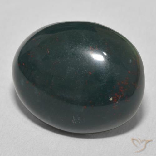 Pierre de sang Vert foncé moyen naturelle ovale, 17.00 ct, Opaque