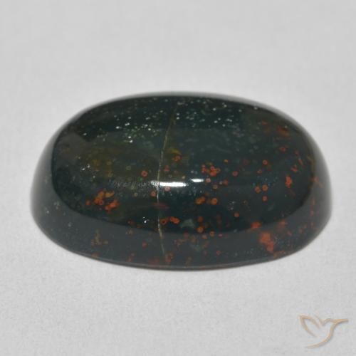 Pierre de sang Forêt verte naturelle ovale, 16.56 ct, Opaque