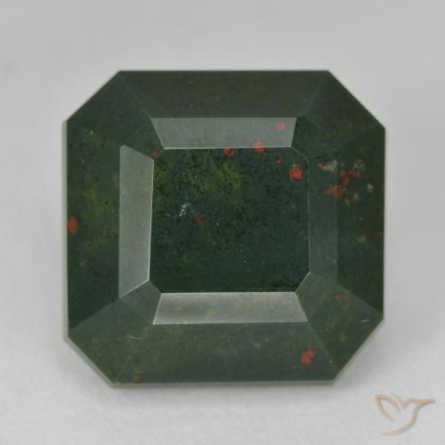 17.25ct Naturel Forêt verte Pierre de sang, Taille émeraude, Opaque