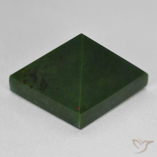 Pierre de sang Forêt verte naturelle Carré, 14.38 ct, Opaque