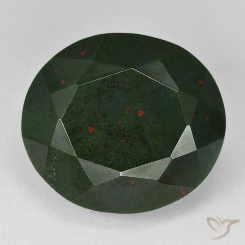 23.63ct Naturel Forêt verte Pierre de sang, ovale, Opaque