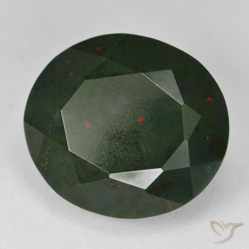 Pierre de sang Forêt verte naturelle ovale, 23.63 ct, Opaque