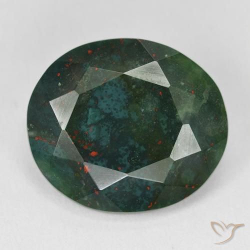 Héliotrope vert naturelle coupe ovale, 11,98 ct, opaque