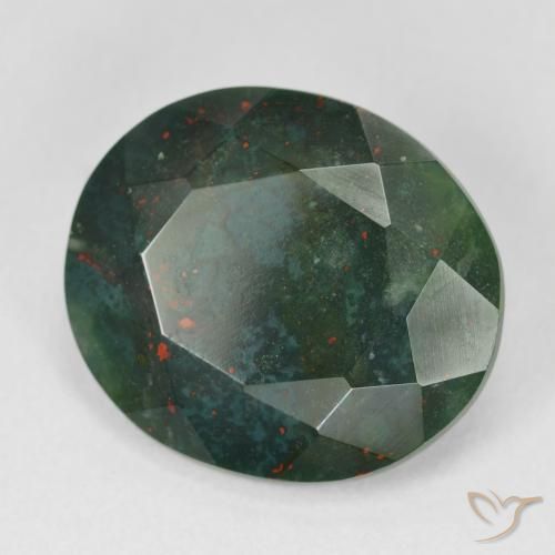 Héliotrope vert naturelle coupe ovale, 11,98 ct, opaque